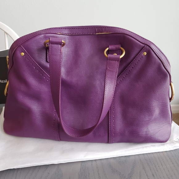 SOLD ⚜ Yves Saint Laurent purple leather Muse bag - Picture 5 of 8
